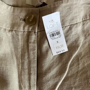 LOFT Khaki Linen Trousers